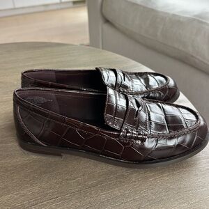 Madewell Brown Faux Crocodile Pattern Loafers/Flats